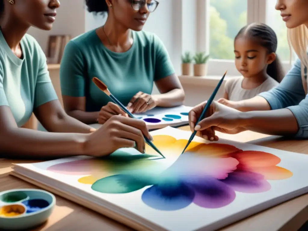 Grupo diverso en taller de arte terapéutico