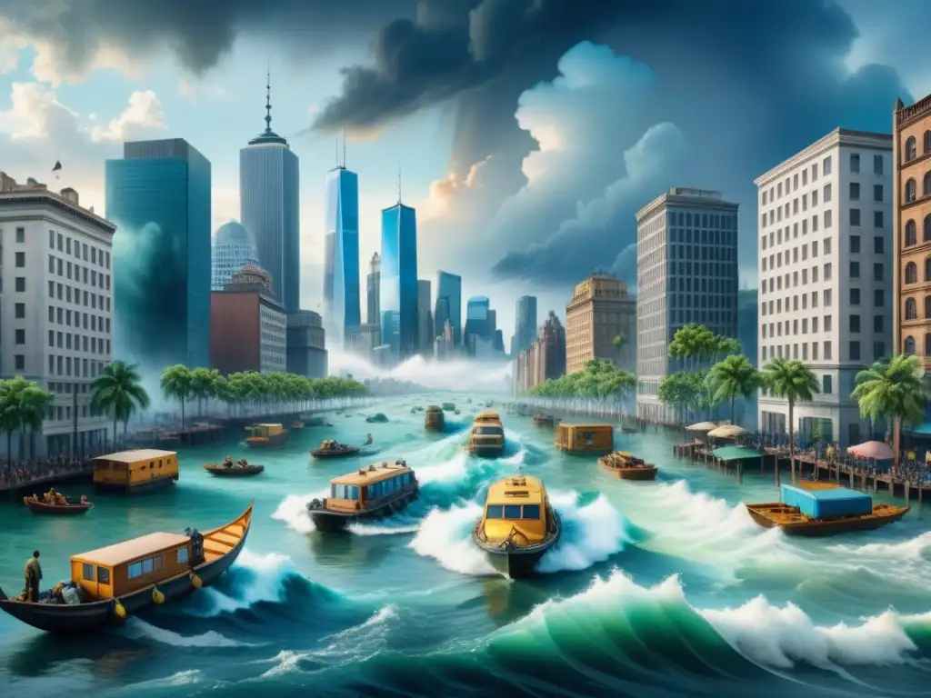 Impactante arte contemporáneo muestra ciudad inundada por crisis climática visual