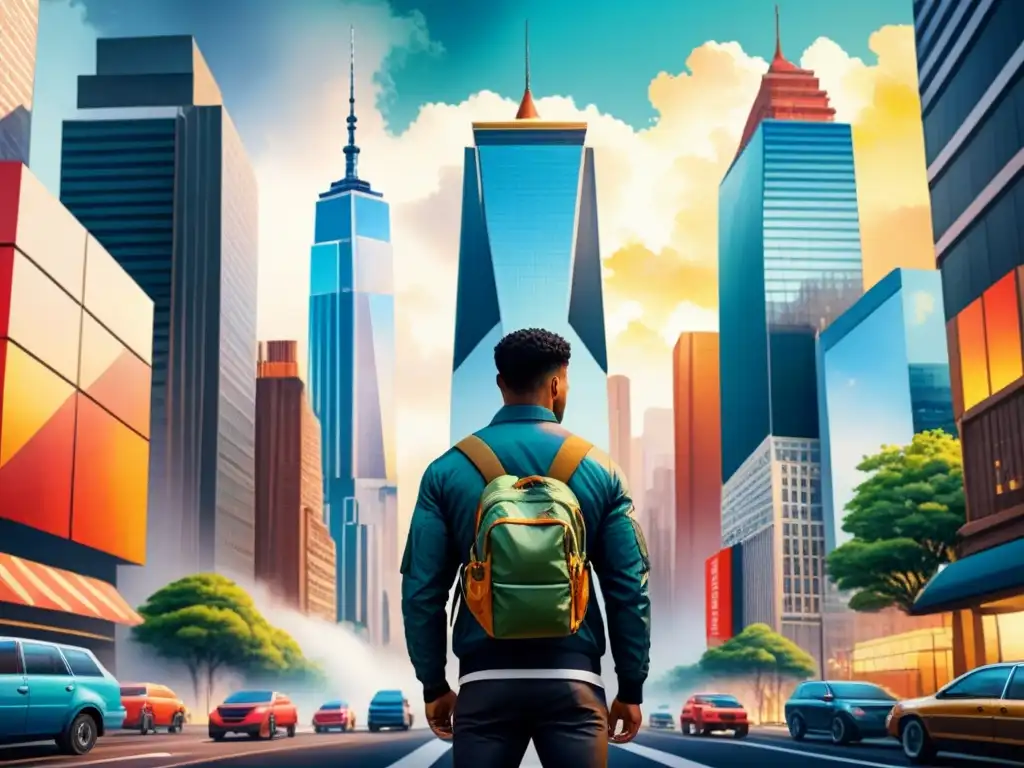 Collage acuarela vibrante: vida moderna fusionada en arte Una impactante obra de arte en acuarela que representa la diversidad y la armonía del arte contemporáneo a través del collage como expresión