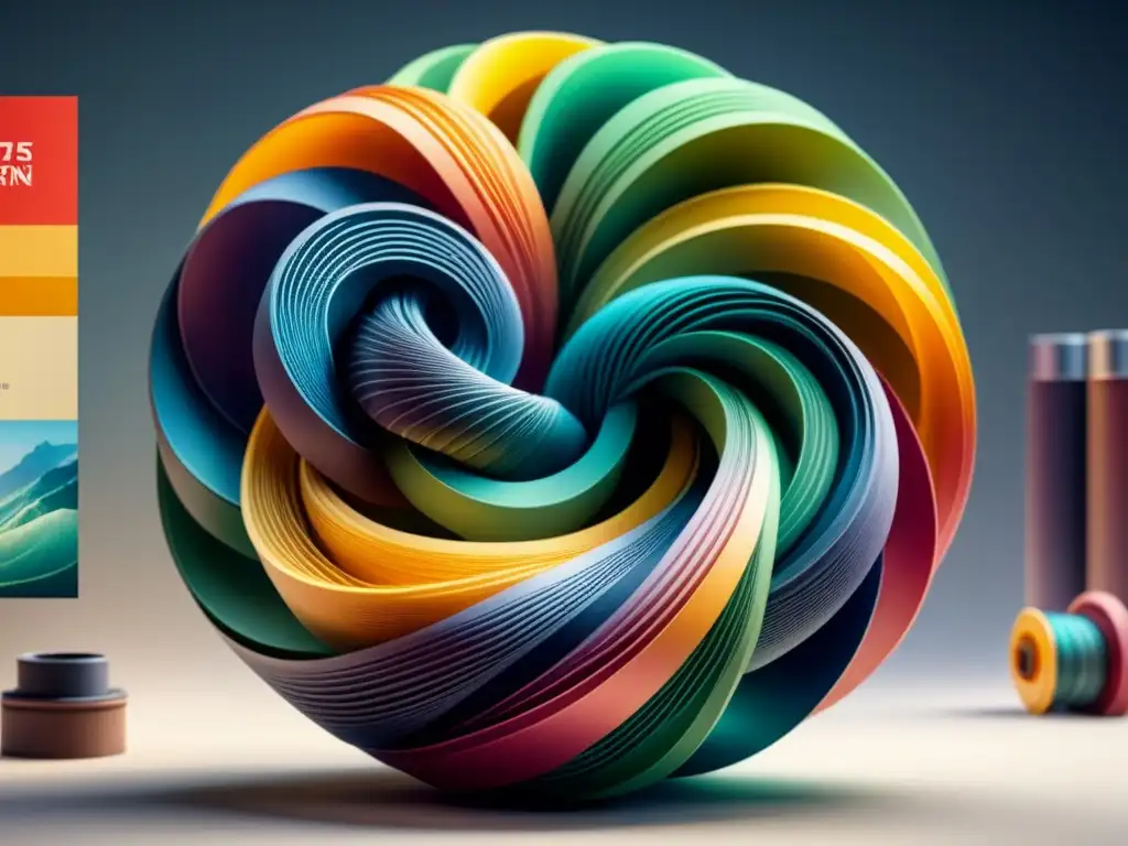 Una impresionante escultura imposible cobra vida en una colorida ilustración acuarela, mostrando las posibilidades creativas de la impresión 3D