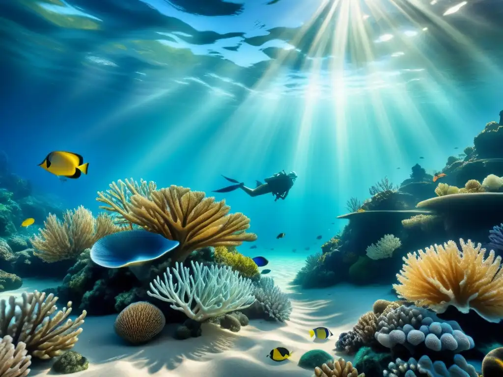 Acuarela detallada: vida submarina en tonos azules y verdes Increíble acuarela detallada con técnicas secretas de maestros del realismo arte, recreando un escenario submarino mágico