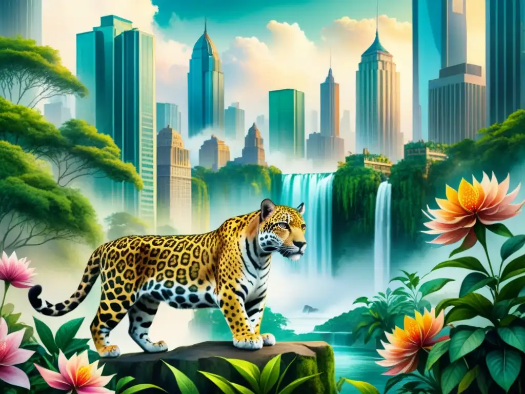 Jaguar surrealista en jungla urbana, arte contemporáneo América Latina surrealismo