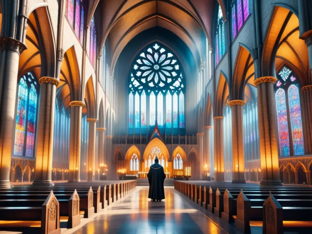 Una majestuosa catedral gótica con vidrieras coloreadas, historia arte gótico