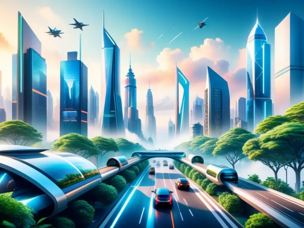 Un moderno paisaje urbano futurista con tecnología en la animación visual