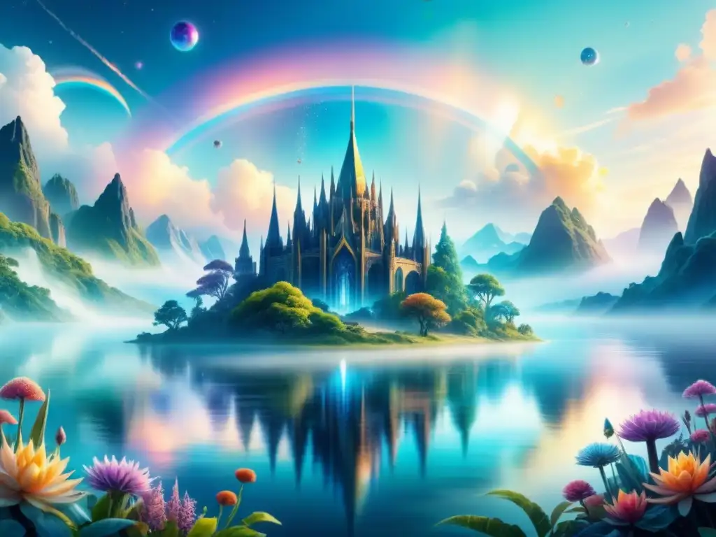 Mundo 3D fantástico: colores vibrantes y detalles intrincados Un mundo 3D fantástico con colores vibrantes y detalles intrincados