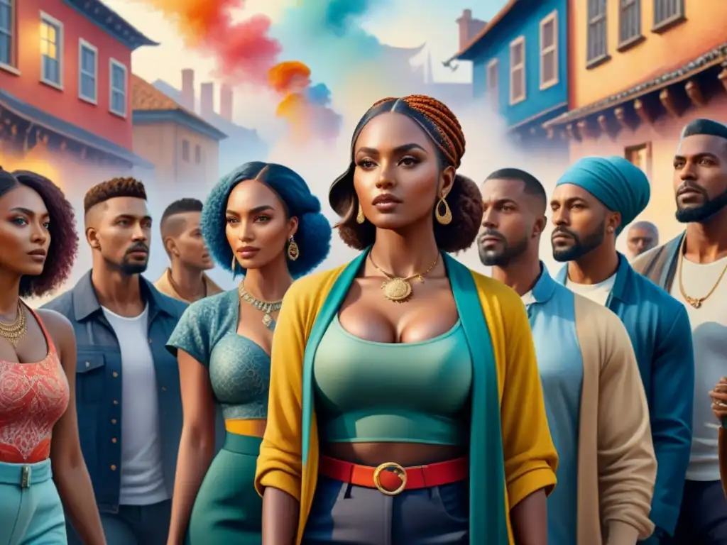 Un mural vibrante donde personas diversas crean juntas, simbolizando unidad y colaboración a través del arte visual megáfono social