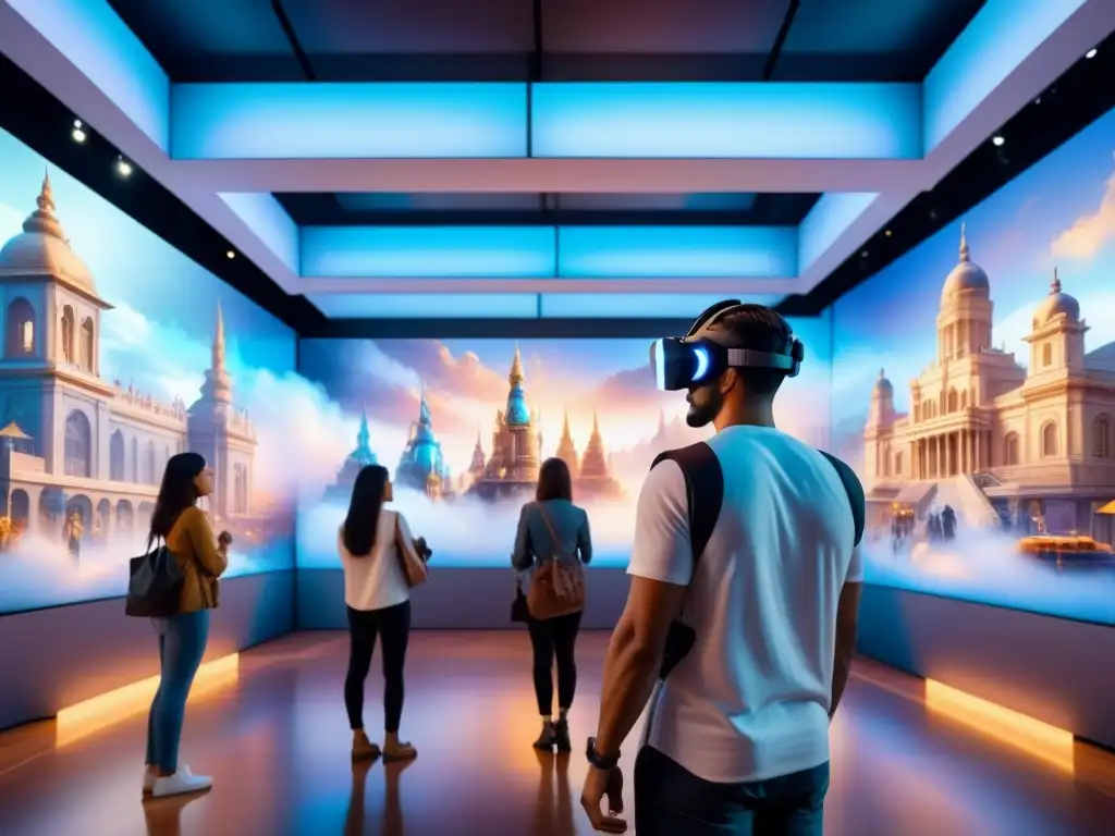 Descubre un museo futurista lleno de arte holográfico interactivo y vibrantes obras digitales en Realidad Virtual en arte visual