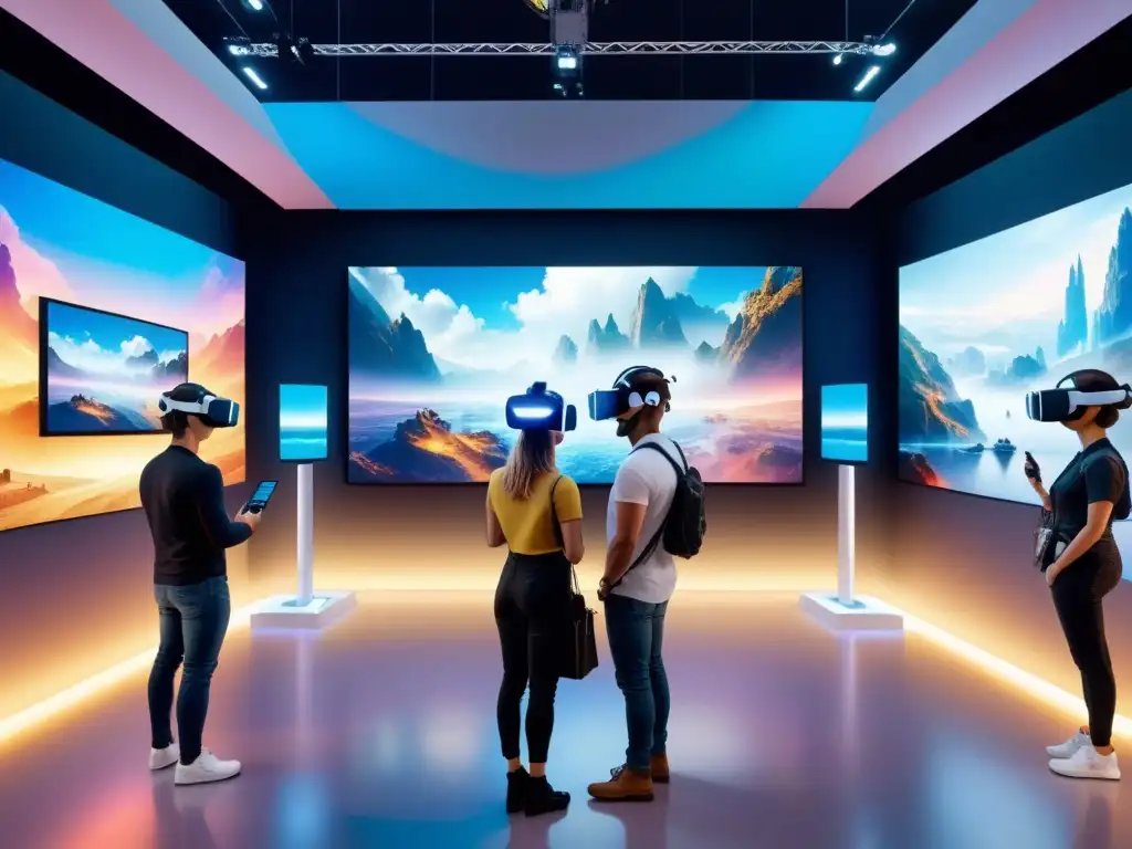 Un museo futurista lleno de arte interactivo en realidad virtual, donde las obras cobran vida