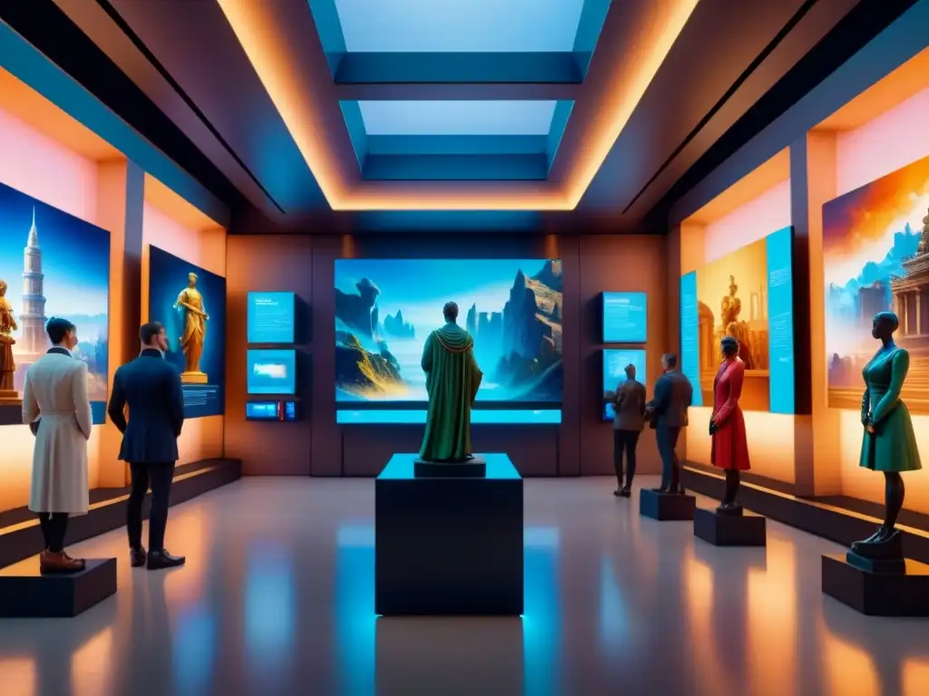 Un museo del futuro fusiona arte clásico con NFTs en una vibrante mezcla de colores