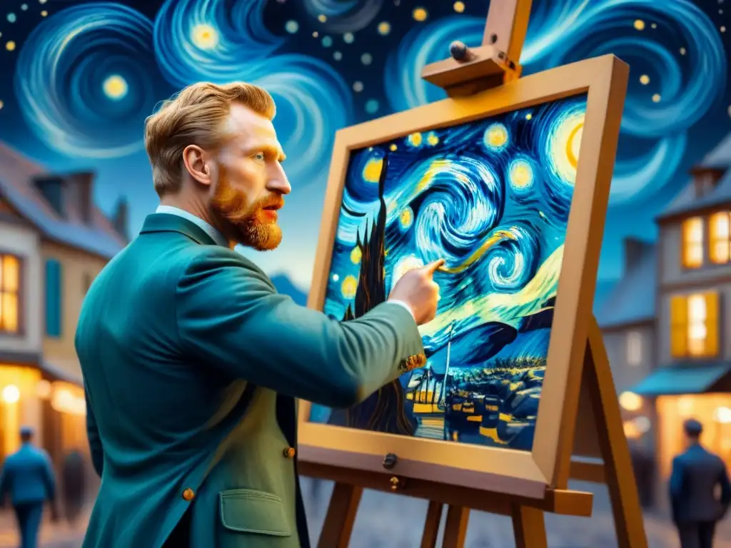 Van Gogh pintando La noche estrellada con la pasión del color PostImpresionismo