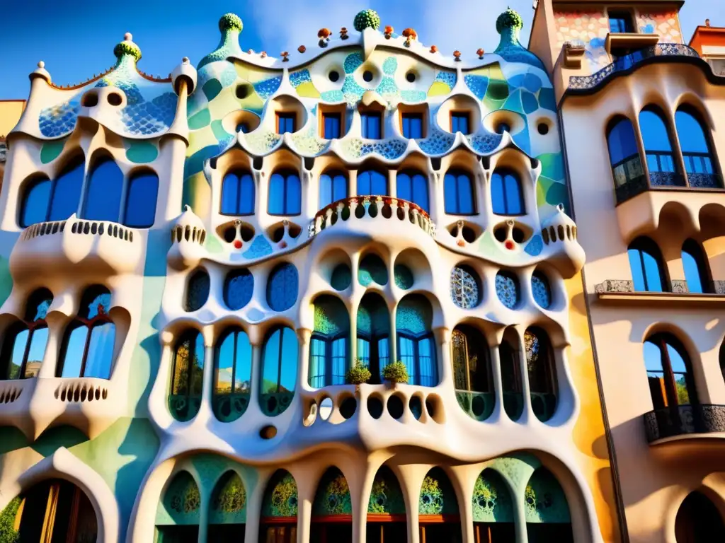 Obra acuarela detallada de Casa Batlló, resalta técnicas iluminación arquitectura modernista