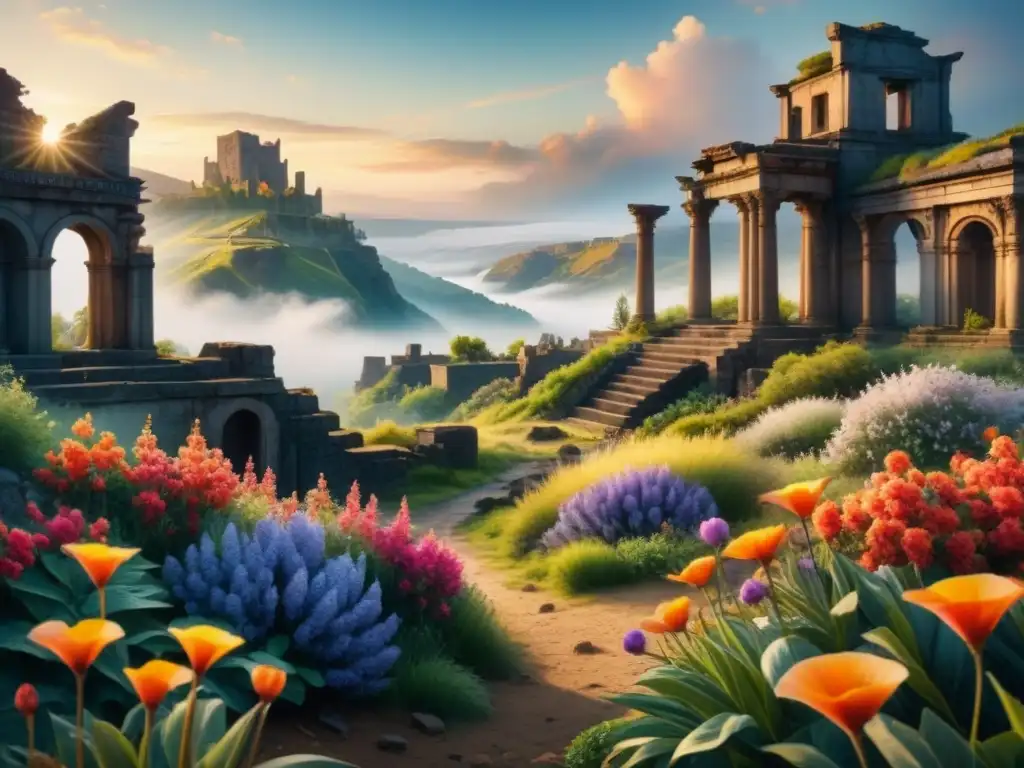 Obra de arte acuarela: paisaje post guerra renacimiento artístico post guerras