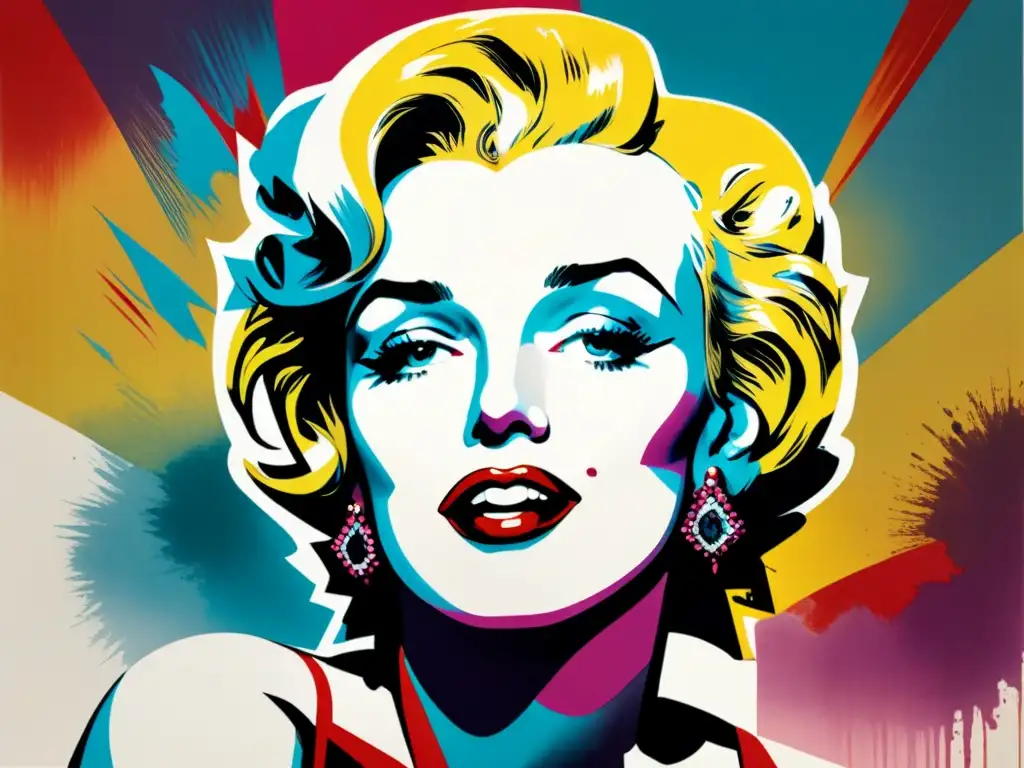 Obra detallada en acuarela inspirada en Marilyn Monroe por Andy Warhol, reflejando la influencia del arte pop en la cultura contemporánea