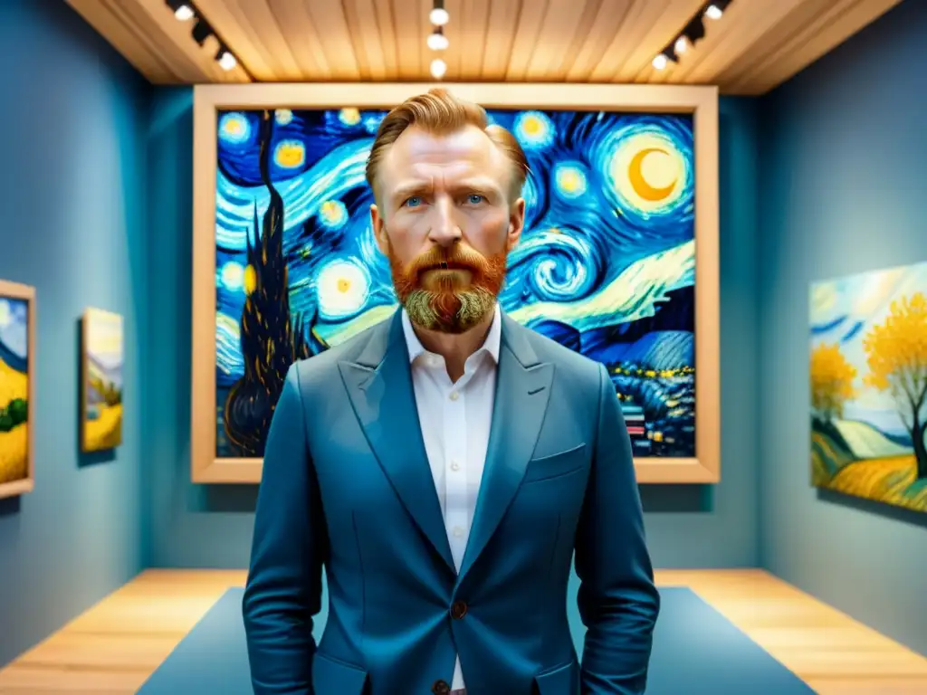 Obra maestra de arte en realidad virtual: Una reinterpretación detallada de 'La noche estrellada' de Van Gogh en un mundo digital vibrante