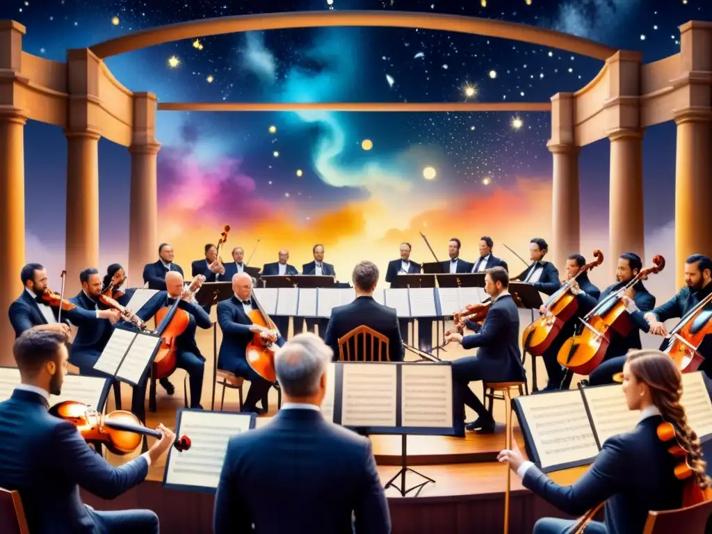 Orquesta sinfónica bajo el cielo estrellado: influencia música arte visual contemporáneo