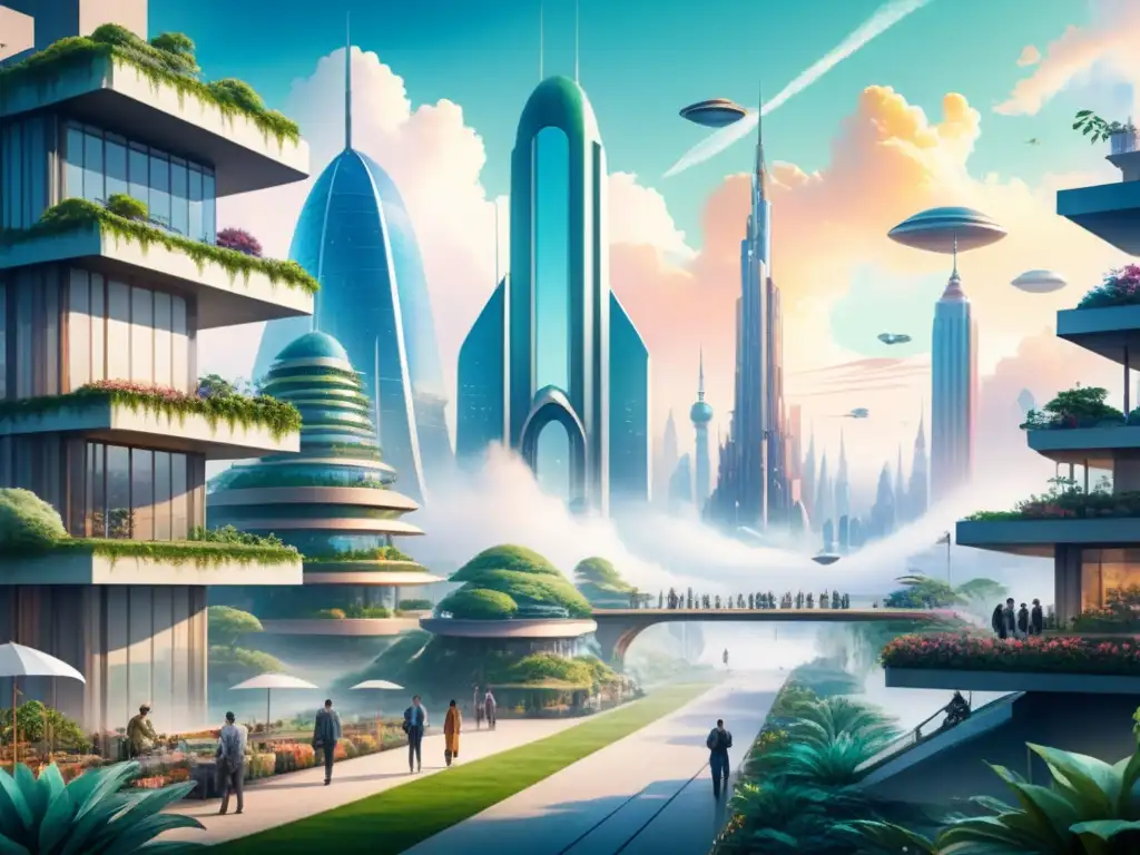 Un paisaje urbano futurista y utópico, donde el arte es clave para una sociedad armoniosa