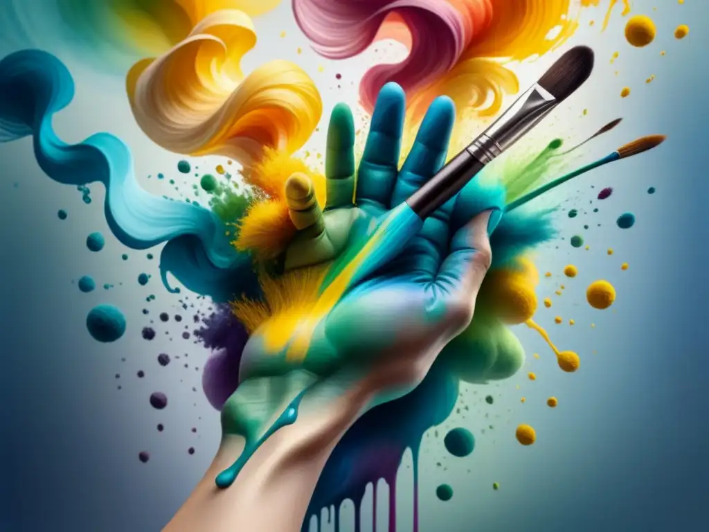 Un pincel en una mano: colores vibrantes, luces y sombras, inspiración artística