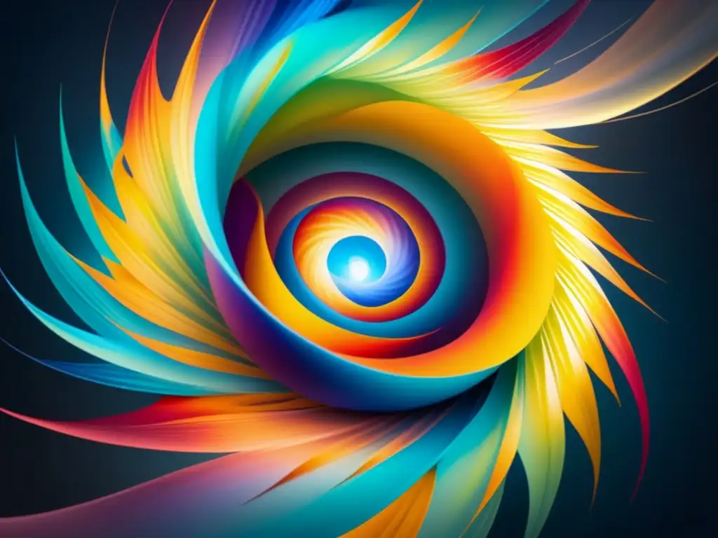 Una pintura acuarela detallada con colores vibrantes en movimiento, inspirada en la física cuántica en artes visuales