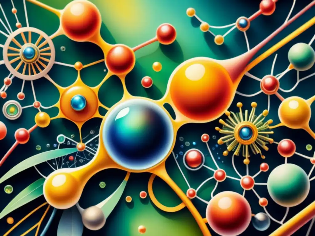 Una pintura en acuarela detallada fusiona elementos biológicos y tecnológicos, representando Bioarte en la expresión contemporánea