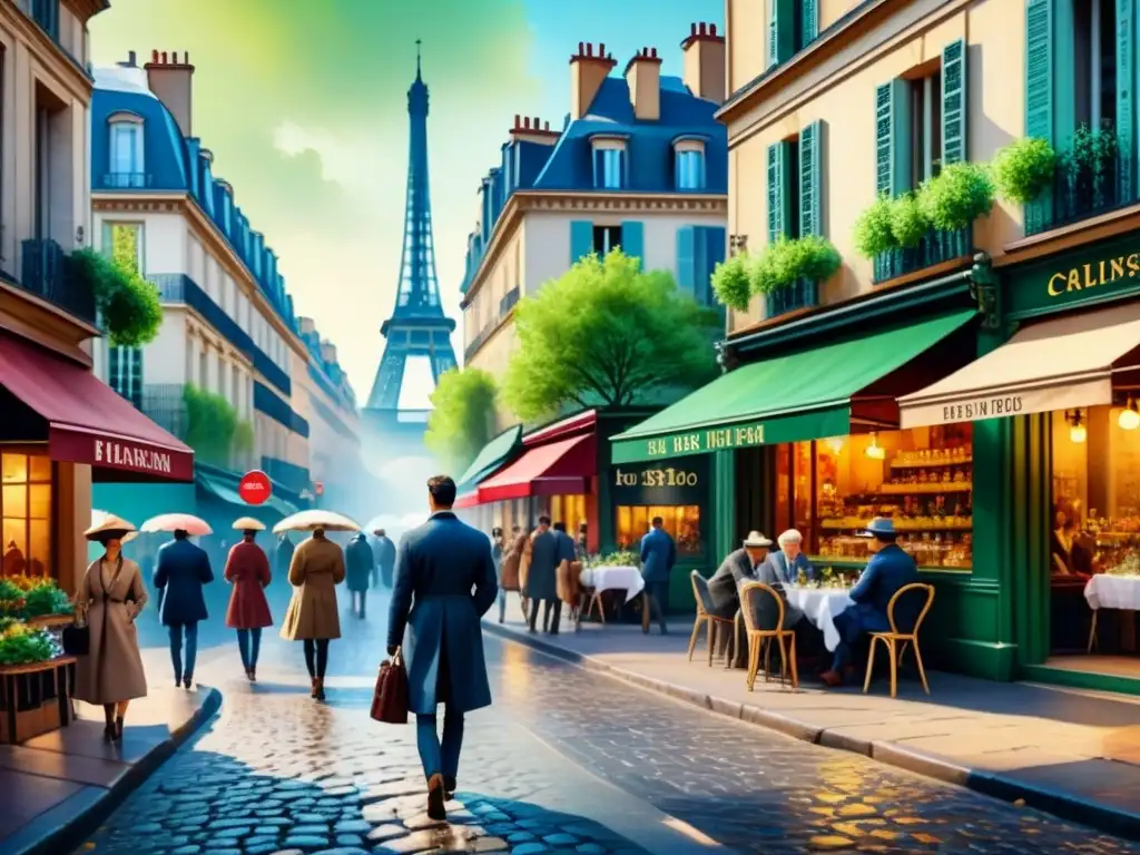 Pintura acuarela 8k detallada de París Impresionista