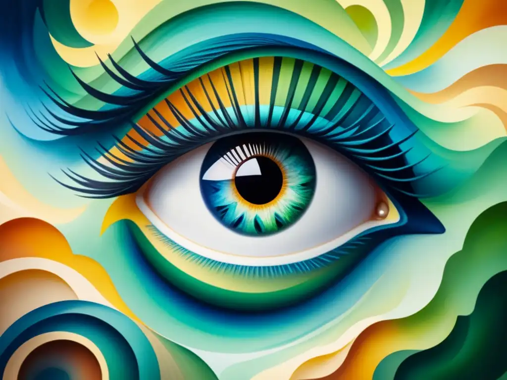 Una pintura acuarela intrincada que fusiona realismo y arte abstracto