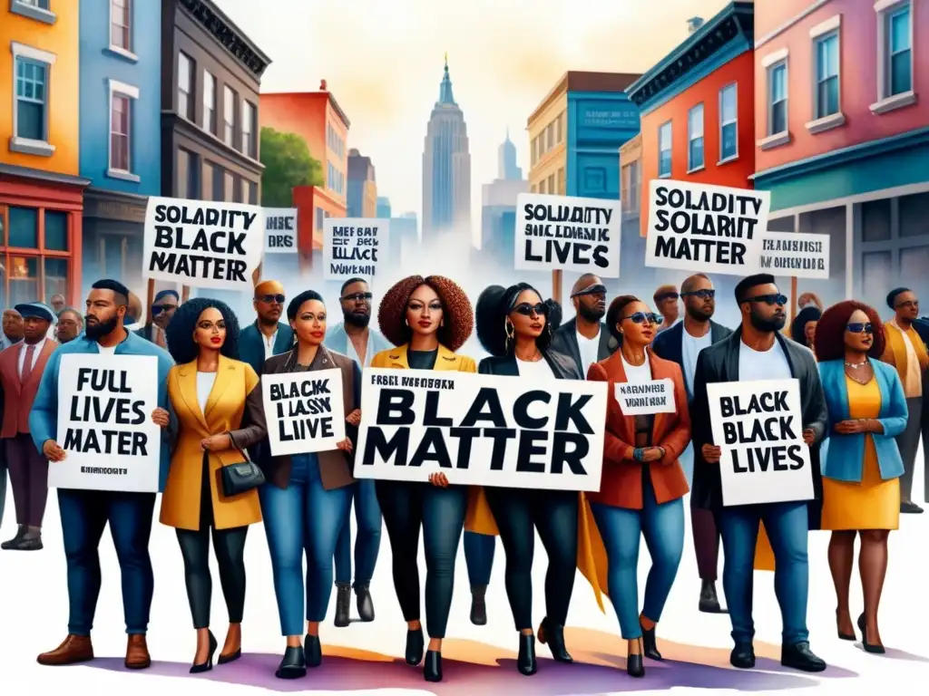 Pintura acuarela poderosa y emocional de apoyo al movimiento Black Lives Matter