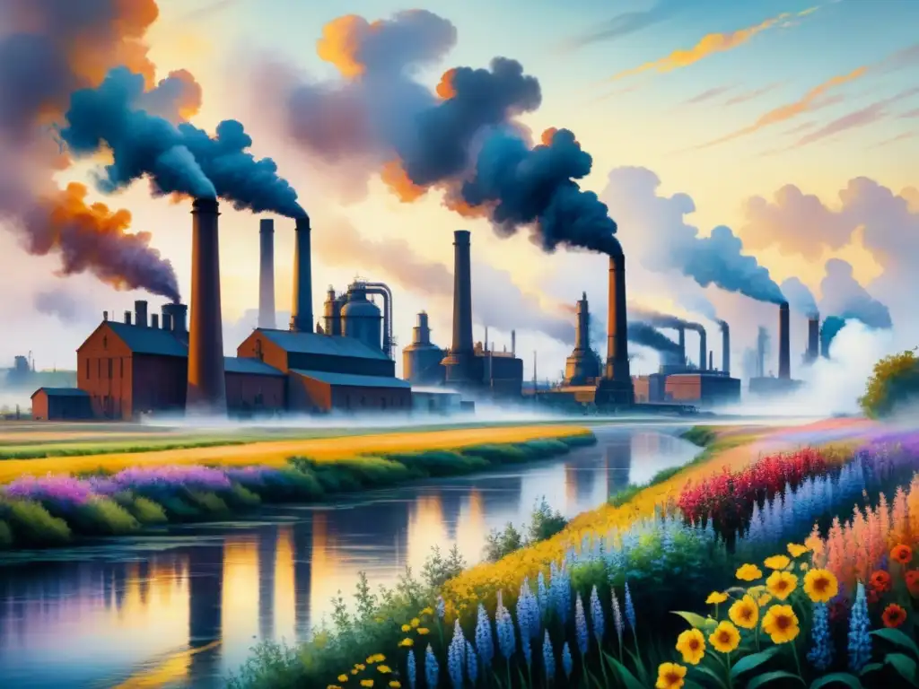 Pintura acuarela: contraste visual entre Impresionismo y Revolución Industrial