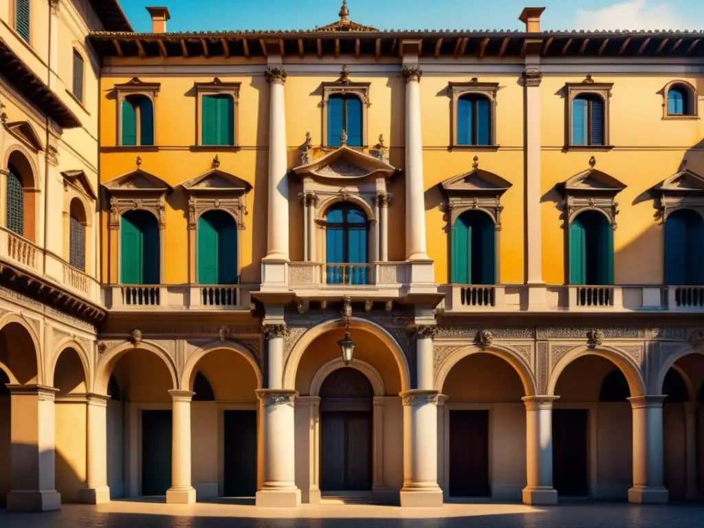 Pintura detallada en acuarela del Palazzo Te en Mantua, Italia, destacando elementos arquitectónicos manieristas