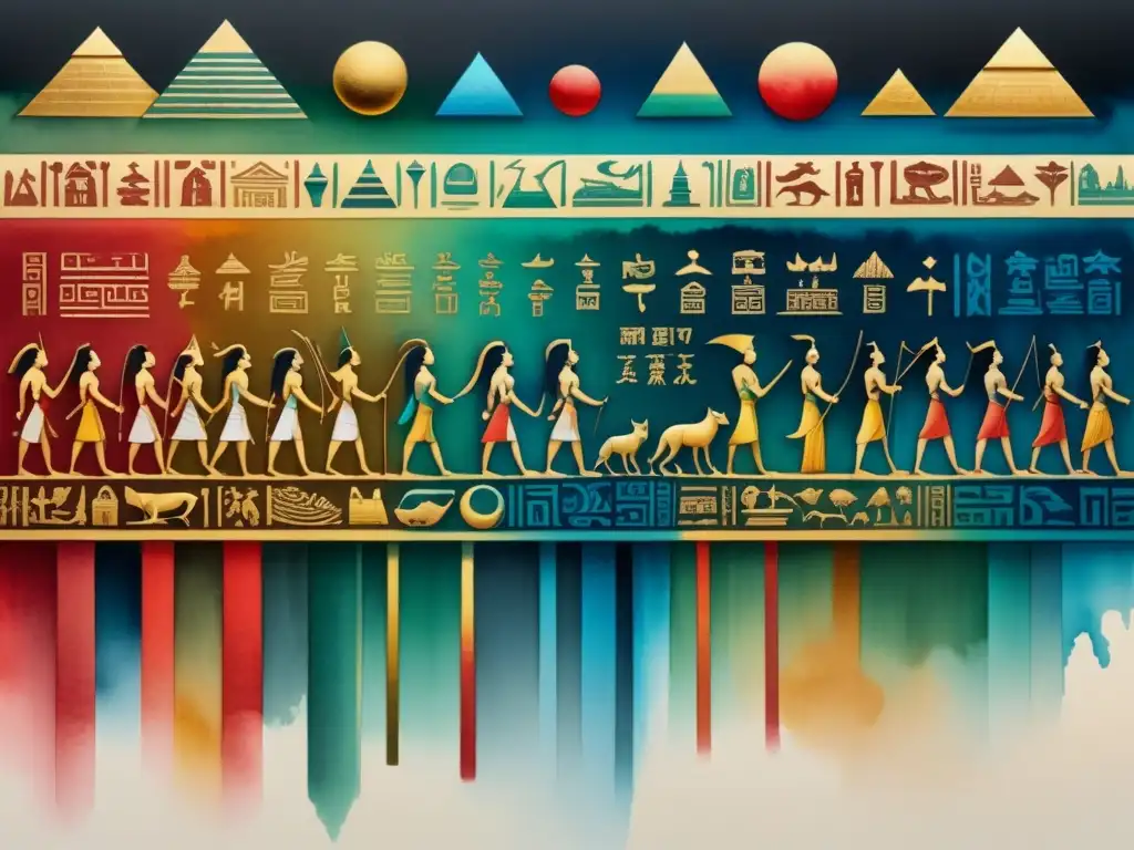 Una pintura acuarela detallada de antiguas civilizaciones con historia pigmentos colores arte visual