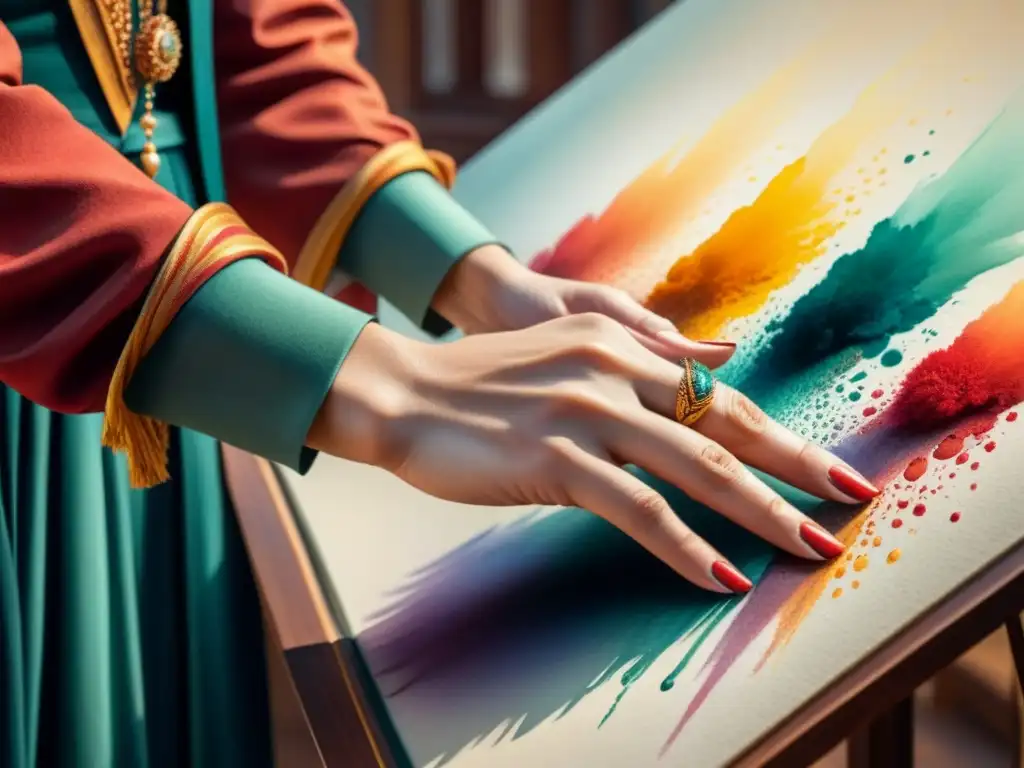 Pintura con témpera técnicas avanzadas: Artista experto mezcla colores vibrantes en lienzo