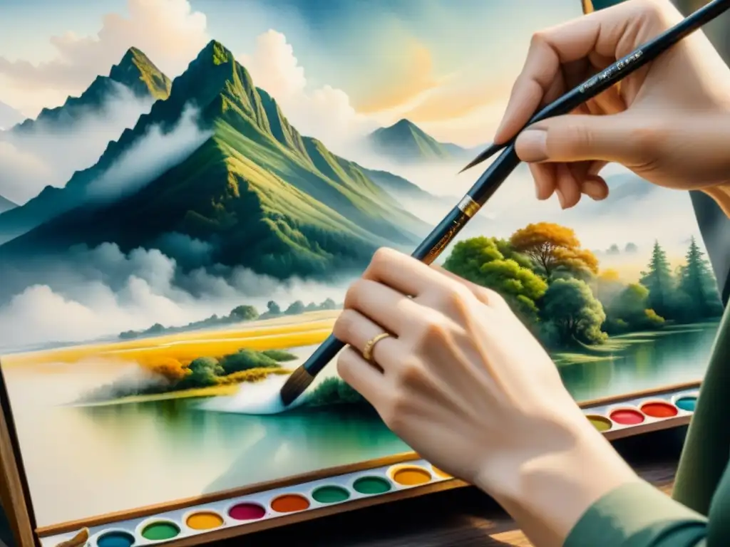 Pintura con témpera técnicas avanzadas: Un artista hábil crea una obra maestra con colores vibrantes y texturas cautivadoras en un lienzo