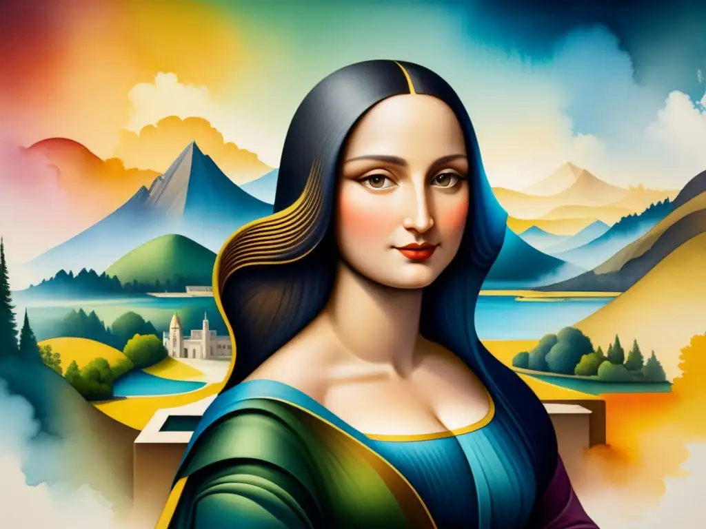 Una reinterpretación moderna y detallada de la Mona Lisa de da Vinci en témpera, fusionando tradición y modernidad