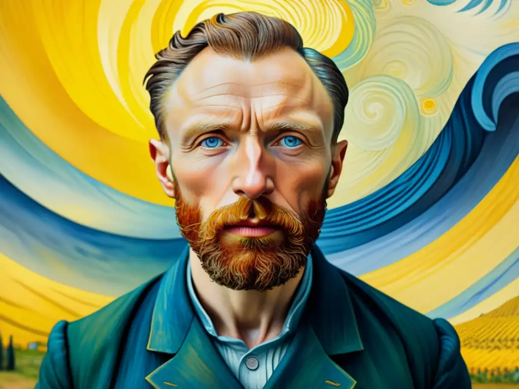 Retrato de Vincent van Gogh que refleja la intensa emoción humana en sus ojos y pinceladas