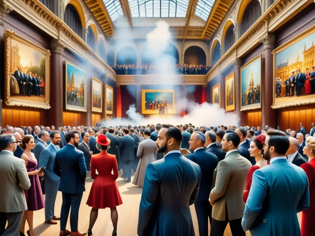Subasta de arte: emoción y elegancia en la casa de subastas Subasta de arte en crisis económica: obra maestra revelada en elegante sala de subastas, cautivando a coleccionistas y entusiastas
