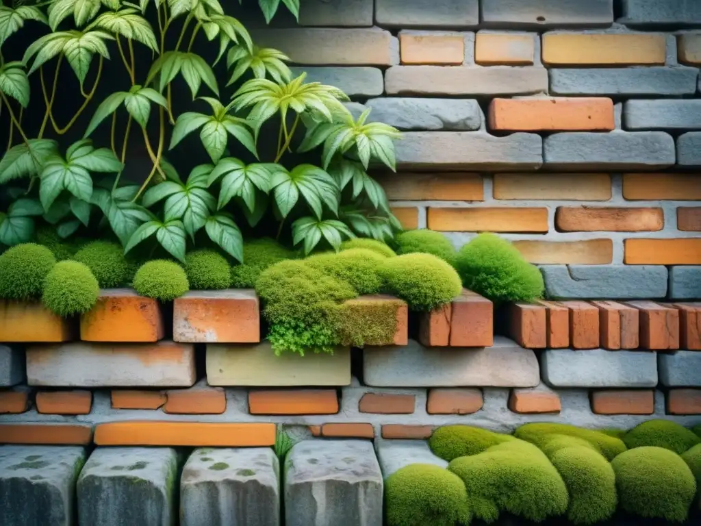 Fotografía de texturas desgastadas en una pared de ladrillo en acuarela, mostrando belleza en la imperfección y el paso del tiempo