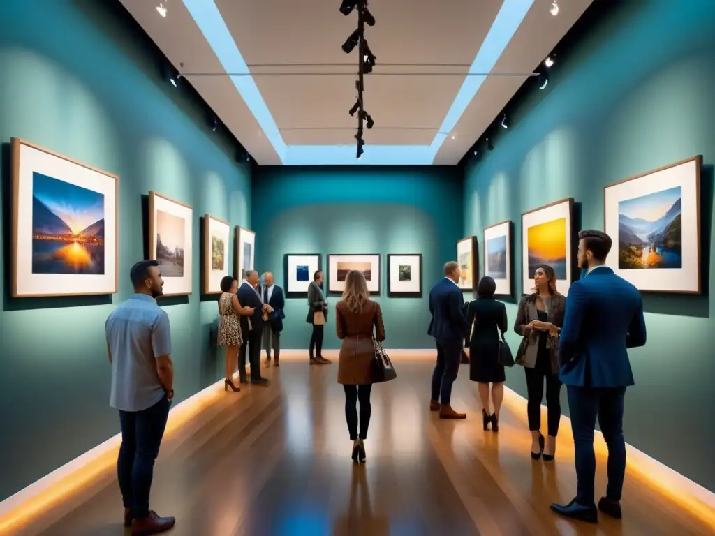 Vibrante acuarela de una apertura de galería de arte con visitantes admirando obras, destacando la creación de una galería de arte desde cero