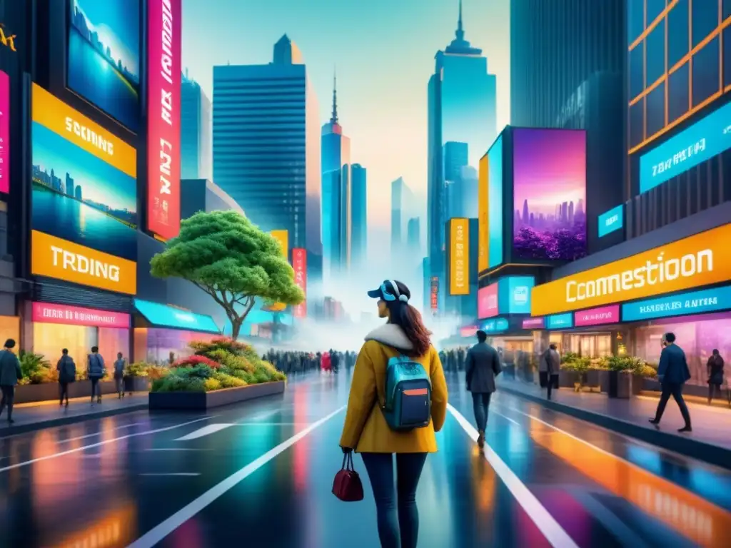 Vibrante ciudad futurista con AR y naturaleza: Historias visuales con Realidad Aumentada