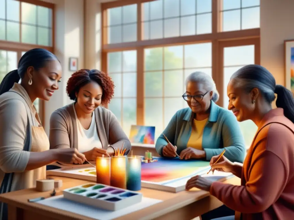 Vibrante comunidad creando proyectos artísticos juntos en un centro comunitario