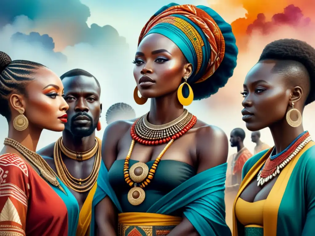 Colaboración artística: diversidad y creatividad en el arte africano Un vibrante cuadro de arte africano contemporáneo colaborativo, donde diversos artistas trabajan juntos en una obra llena de colores y motivos africanos