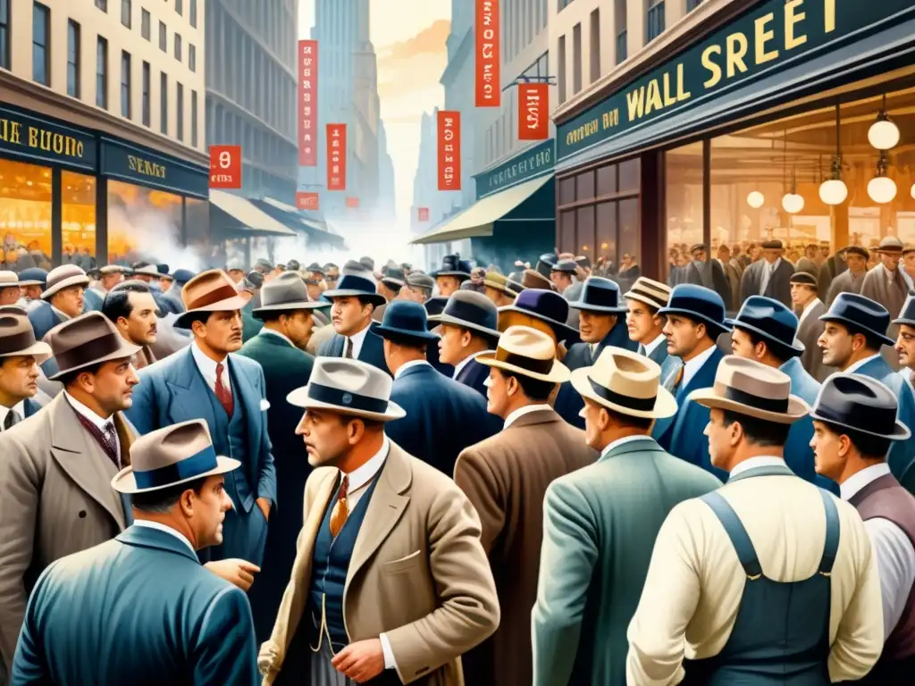 Mercado de arte en crisis: impacto del Crack del 29 en los años 20 Una vibrante escena de mercado de arte en los años 20 muestra el impacto de la crisis económica en el mundo artístico