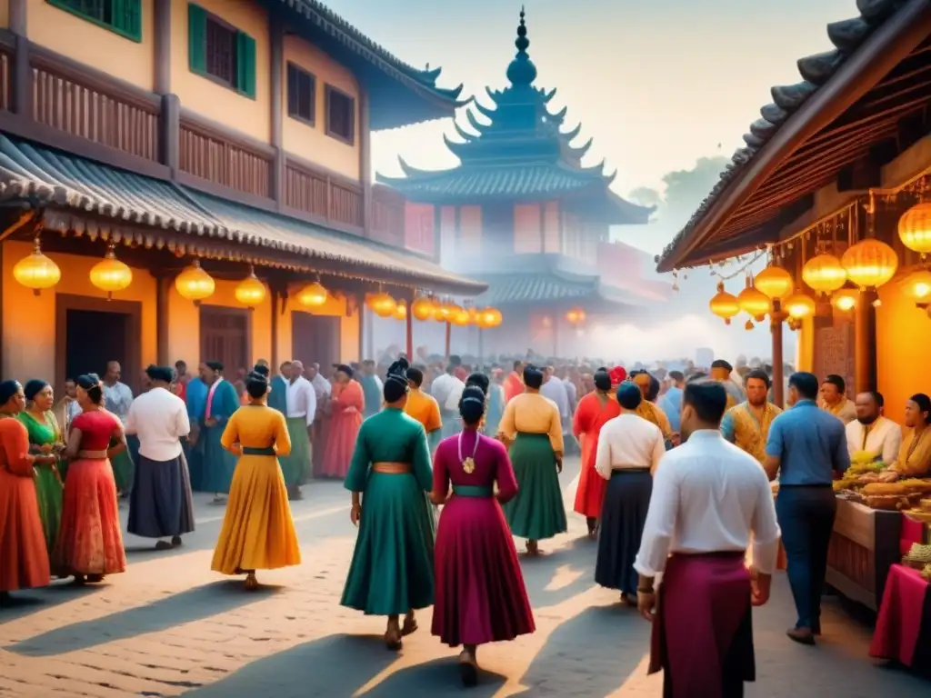 Vibrante fotografía de eventos culturales únicos con multitud diversa disfrutando de tradiciones y música en celebración