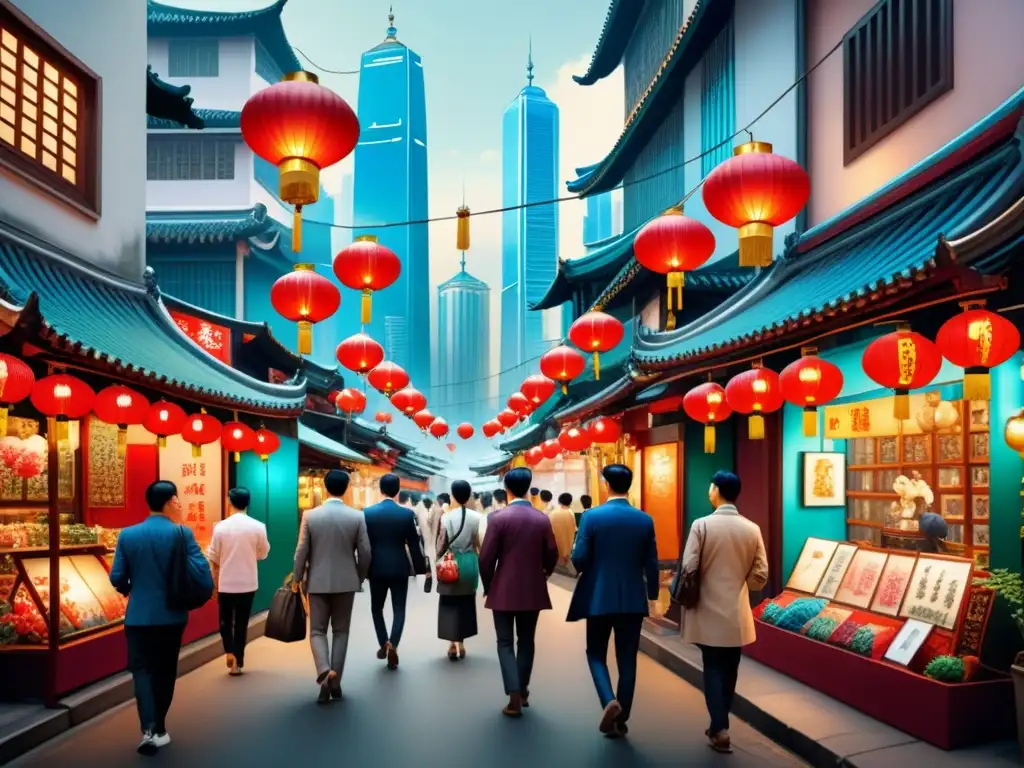 Vibrante mercado de arte en Asia con inversionistas occidentales explorando galerías y obras de arte tradicional y contemporáneo en Hong Kong