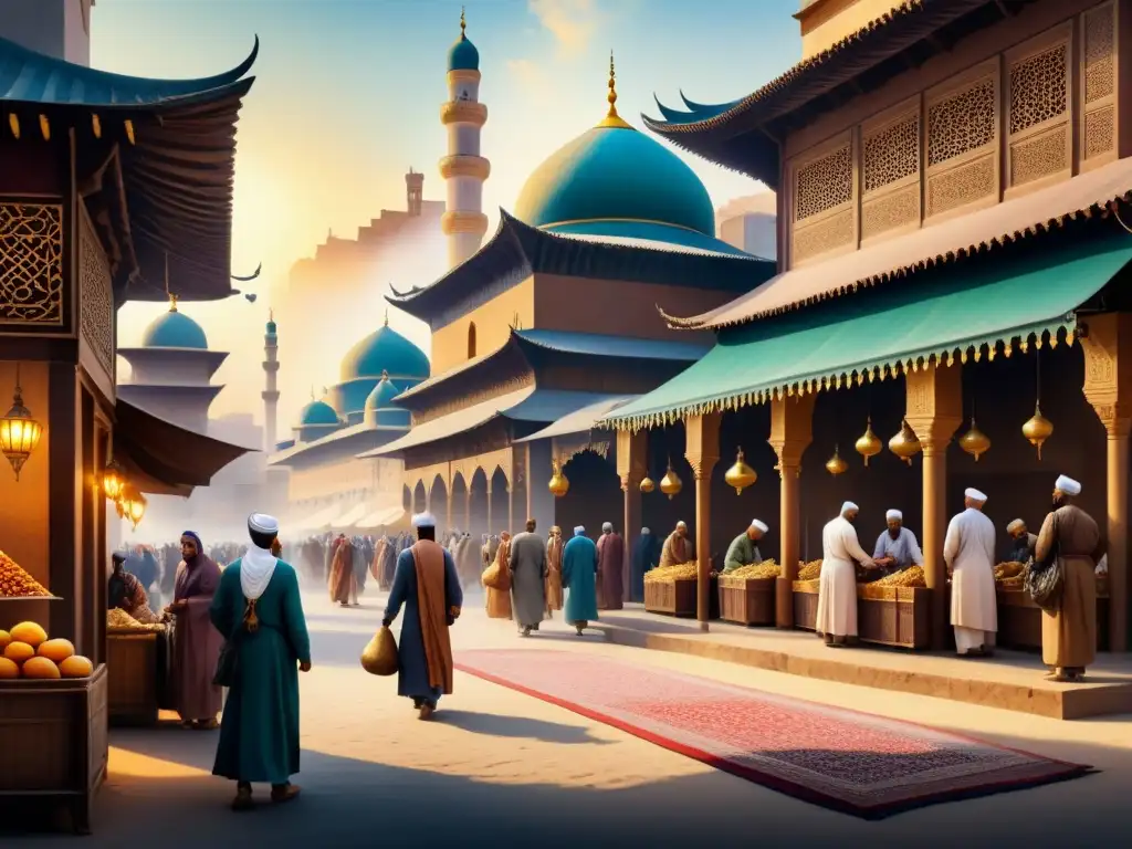 Vibrante mercado islámico contemporáneo, equilibrio perfecto entre tradición y modernidad en el arte