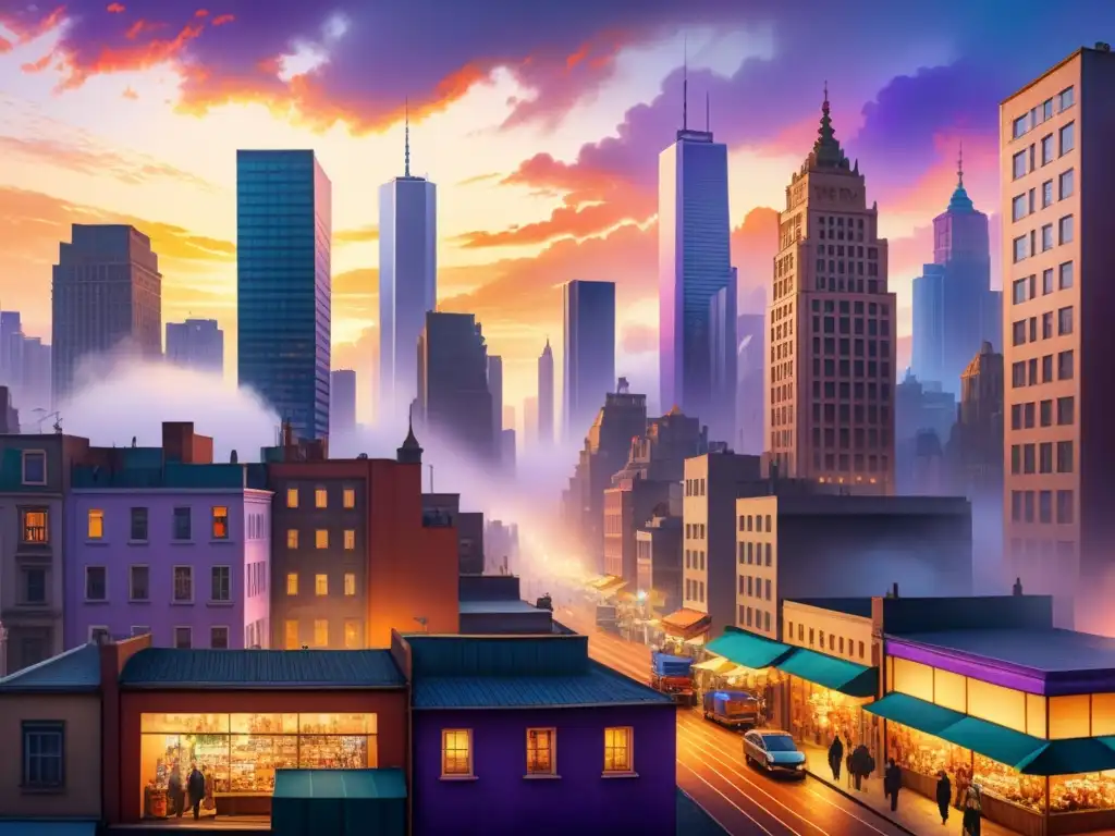 Cityscape vibrante: murales gigantes en una escena urbana Un vibrante mural urbano que refleja el impacto del arte urbano en la sociedad