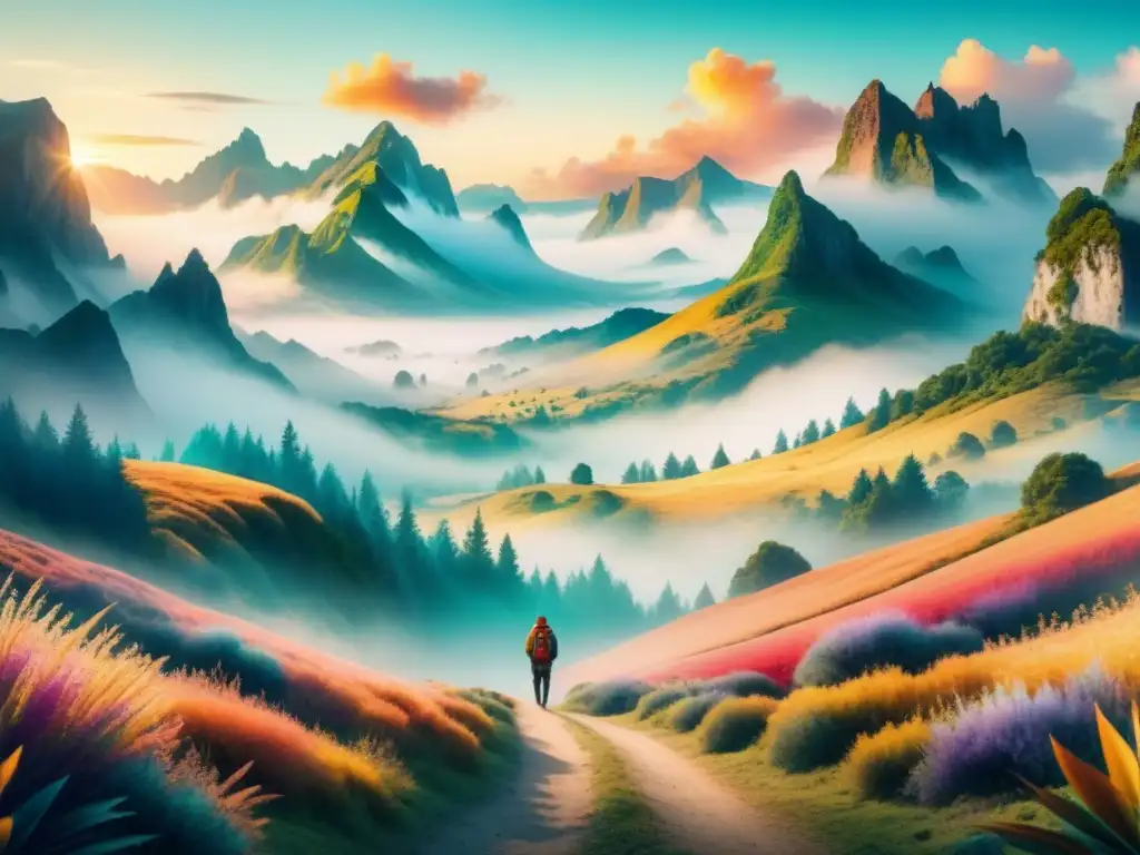 Creatividad infinita: criaturas fantásticas en acuarela Una ilustración acuarela vibrante con un paisaje surrealista donde criaturas fantásticas se transforman en formas abstractas, con una paleta de colores onírica fusionándose para mostrar la creatividad ilimitada de la animación experimental en una forma visualmente cautivadora