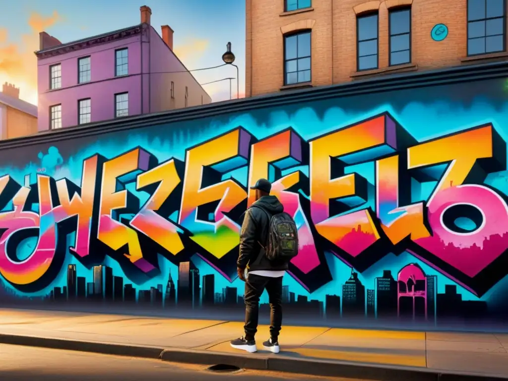 Un vibrante paisaje urbano lleno de graffiti colorido, legitimando el graffiti como arte en la ciudad