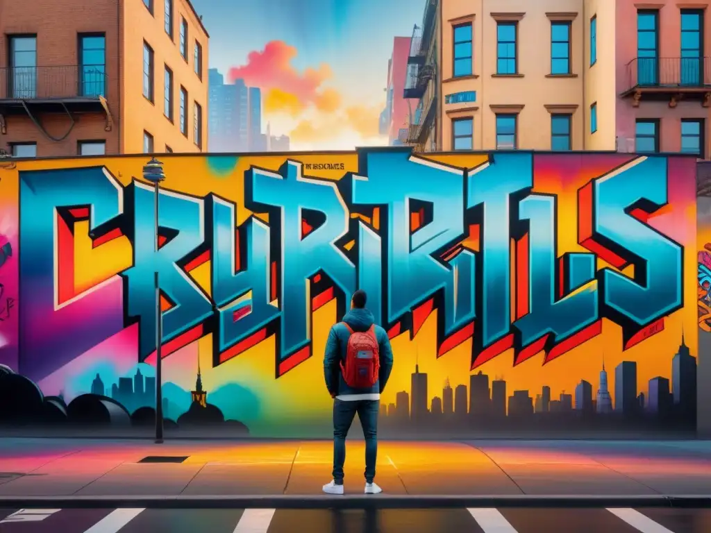 Un vibrante paisaje urbano lleno de arte callejero, de graffiti calle a galería