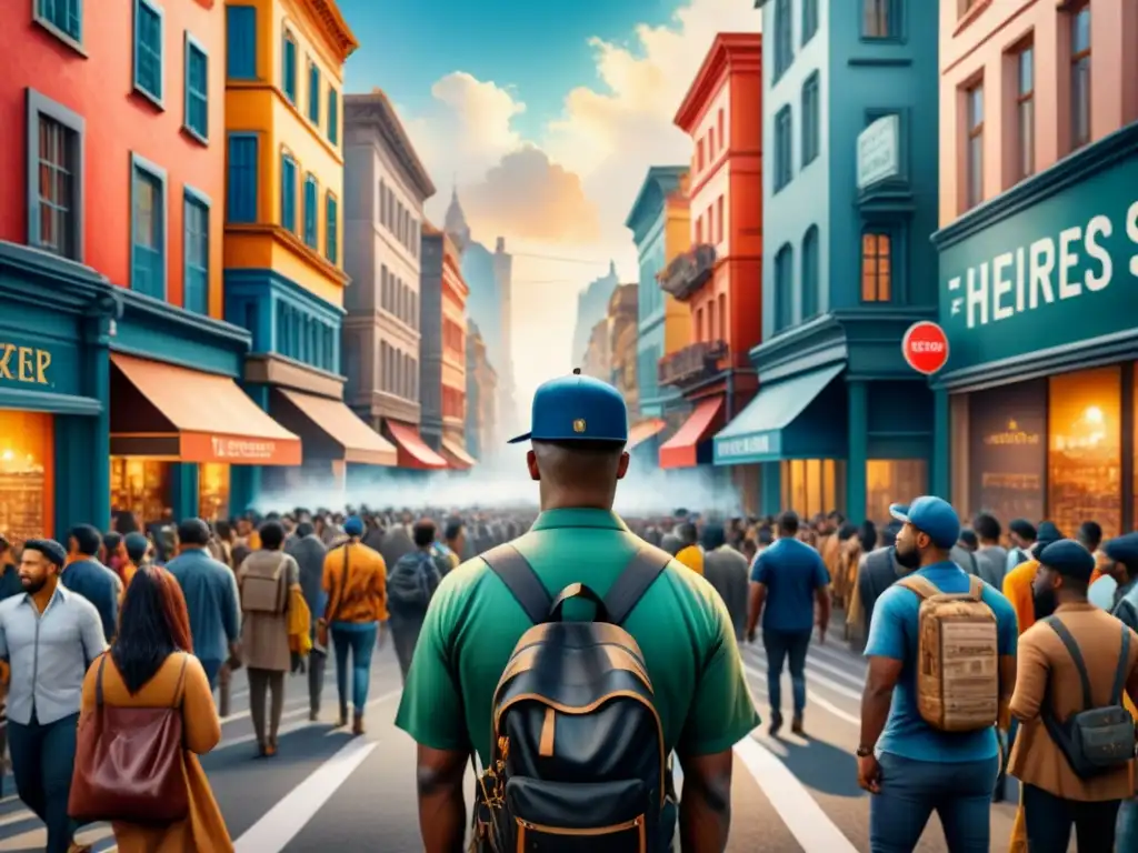 Un vibrante paisaje urbano con murales de activismo social y diversidad cultural